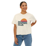 Do Something Club Boxy Tee — Retro Sunset Graphic Women's T-Shirt